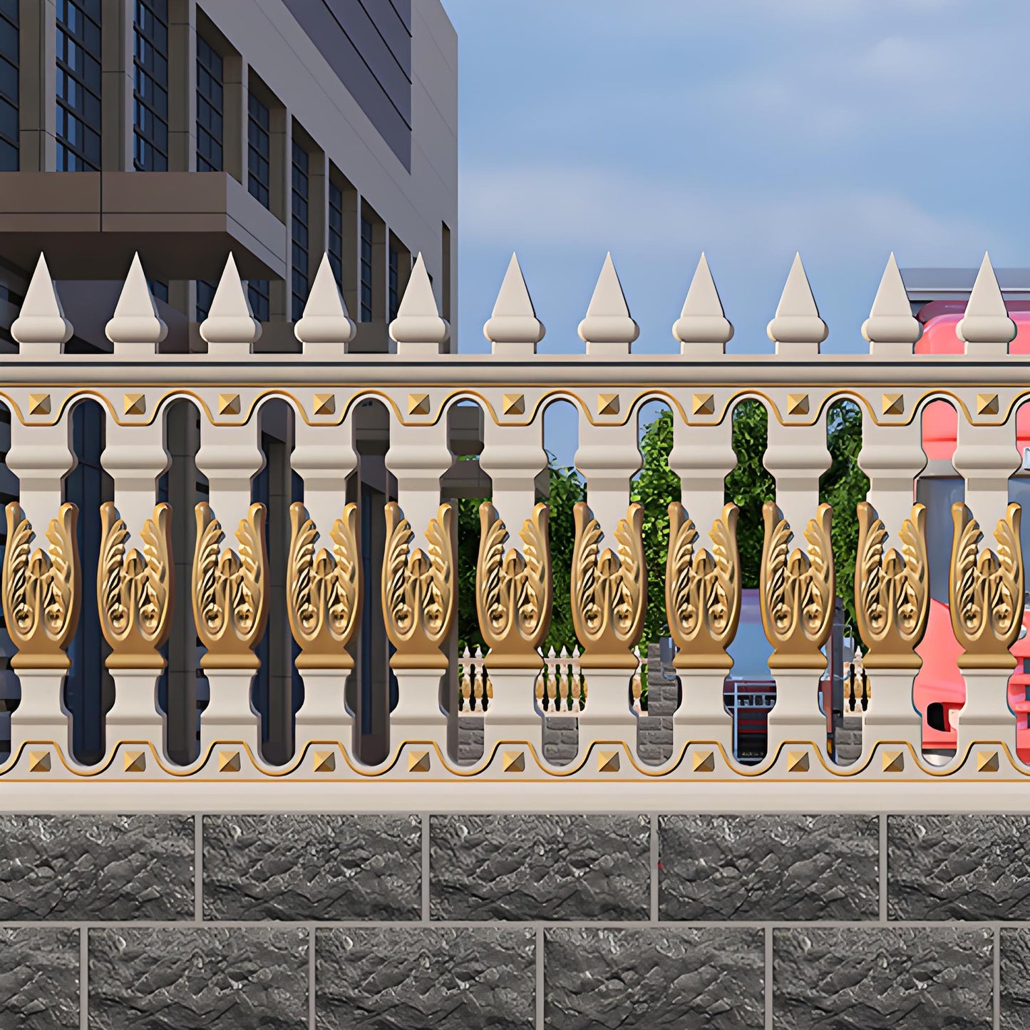 1.2M Guardrail and fence mold - Carved style