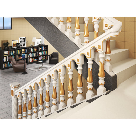 Cement staircase handrail - Orchid style