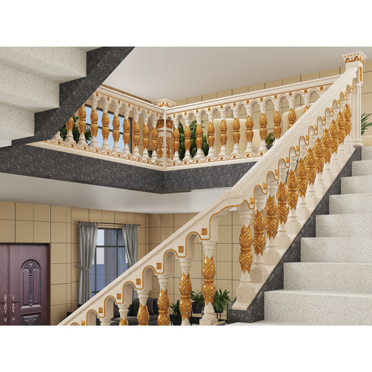 Cement staircase handrail - double-leaf flower style