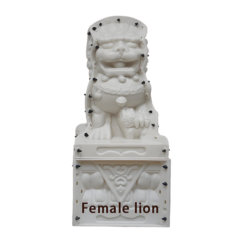 A large pair of Chinese male and female lions, decorative ornaments, male and female molds