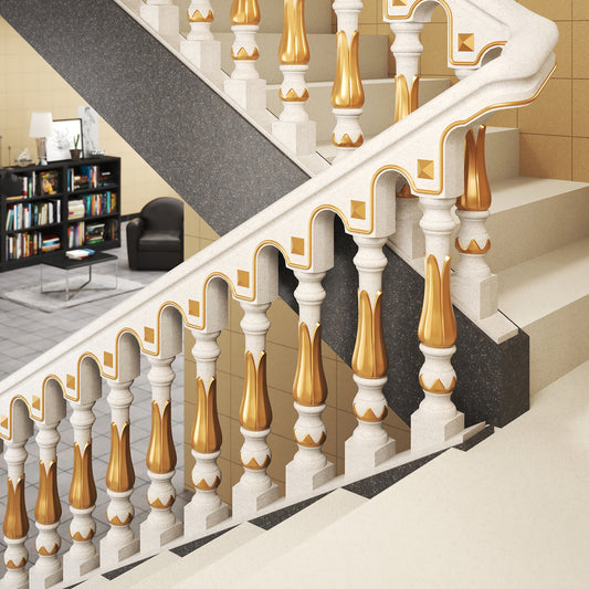 Cement staircase handrail - Orchid style