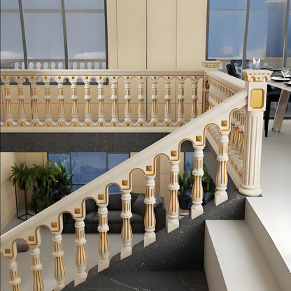 Cement staircase handrail - vertical bar style