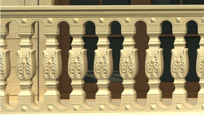 Railing 92 cm high - Carving style