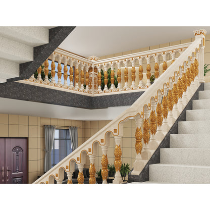 Cement staircase handrail - double-leaf flower style